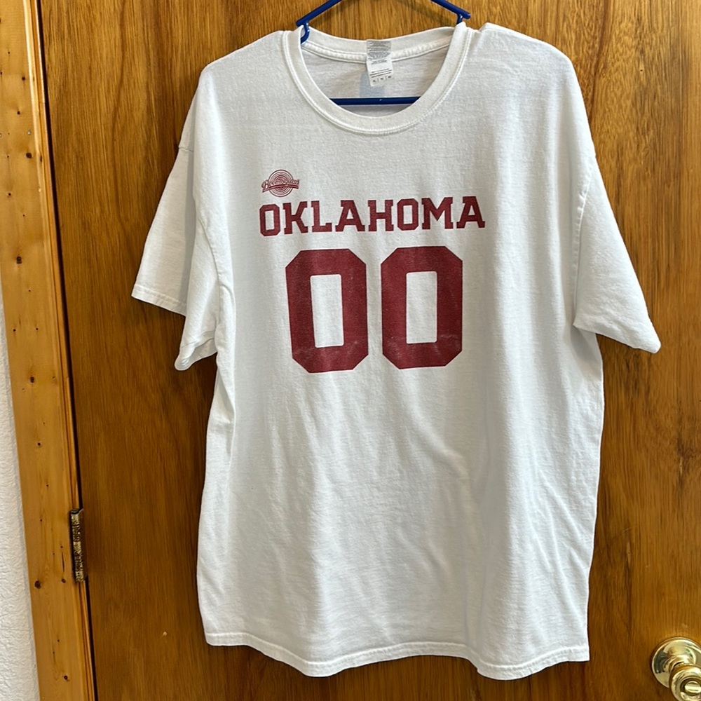 Men's OU Boom Squad Men's Shirt.  Some Fading on the Red Letterings.